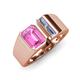 4 - Vincere 1.72 ctw Emerald Shape Pink Sapphire accented Baguette Shape Lab Grown Diamond Women Three Stone Engagement Ring 