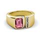 3 - Vincere 1.87 ctw Emerald Shape Pink Tourmaline accented Baguette Shape Lab Grown Diamond Women Three Stone Engagement Ring 