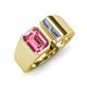 4 - Vincere 1.87 ctw Emerald Shape Pink Tourmaline accented Baguette Shape Lab Grown Diamond Women Three Stone Engagement Ring 