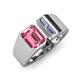 4 - Vincere 1.87 ctw Emerald Shape Pink Tourmaline accented Baguette Shape Lab Grown Diamond Women Three Stone Engagement Ring 