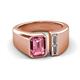 3 - Vincere 1.87 ctw Emerald Shape Pink Tourmaline accented Baguette Shape Lab Grown Diamond Women Three Stone Engagement Ring 