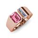 4 - Vincere 1.87 ctw Emerald Shape Pink Tourmaline accented Baguette Shape Lab Grown Diamond Women Three Stone Engagement Ring 