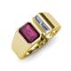 4 - Vincere 2.22 ctw Emerald Shape Rhodolite Garnet accented Baguette Shape Lab Grown Diamond Women Three Stone Engagement Ring 