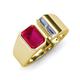 4 - Vincere 1.72 ctw Emerald Shape Ruby accented Baguette Shape Lab Grown Diamond Women Three Stone Engagement Ring 