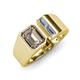 4 - Vincere 1.92 ctw Emerald Shape Smoky Quartz accented Baguette Shape Lab Grown Diamond Women Three Stone Engagement Ring 