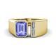 1 - Vincere 1.92 ctw Emerald Shape Tanzanite accented Baguette Shape Lab Grown Diamond Women Three Stone Engagement Ring 