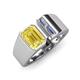 4 - Vincere 1.72 ctw Emerald Shape Yellow Sapphire accented Baguette Shape Lab Grown Diamond Women Three Stone Engagement Ring 