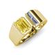 4 - Vincere 1.72 ctw Emerald Shape Yellow Sapphire accented Baguette Shape Lab Grown Diamond Women Three Stone Engagement Ring 
