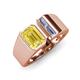 4 - Vincere 1.72 ctw Emerald Shape Yellow Sapphire accented Baguette Shape Lab Grown Diamond Women Three Stone Engagement Ring 