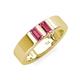 4 - Carter 0.60 ctw Baguette Shape Pink Tourmaline Two Stone Men Wedding Band (5 mm) 
