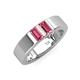 4 - Carter 0.60 ctw Baguette Shape Pink Tourmaline Two Stone Men Wedding Band (5 mm) 