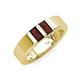 4 - Carter 0.60 ctw Baguette Shape Red Garnet Two Stone Men Wedding Band (5 mm) 