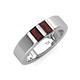4 - Carter 0.60 ctw Baguette Shape Red Garnet Two Stone Men Wedding Band (5 mm) 