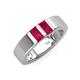 4 - Carter 0.60 ctw Baguette Shape Ruby Two Stone Men Wedding Band (5 mm) 