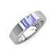 4 - Carter 0.60 ctw Baguette Shape Tanzanite Two Stone Men Wedding Band (5 mm) 