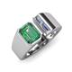 4 - Vincere 2.17 ctw Emerald Shape Created Alexandrite accented Baguette Shape Lab Grown Diamond Women Three Stone Engagement Ring 
