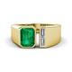 1 - Vincere 1.52 ctw Emerald Shape Emerald accented Baguette Shape Lab Grown Diamond Women Three Stone Engagement Ring 