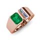 4 - Vincere 1.52 ctw Emerald Shape Emerald accented Baguette Shape Lab Grown Diamond Women Three Stone Engagement Ring 