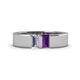 1 - Carter 0.57 ctw Baguette Shape Lab Grown Diamond and Amethyst Two Stone Men Wedding Band (5 mm) 