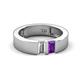 3 - Carter 0.57 ctw Baguette Shape Lab Grown Diamond and Amethyst Two Stone Men Wedding Band (5 mm) 