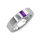 4 - Carter 0.57 ctw Baguette Shape Lab Grown Diamond and Amethyst Two Stone Men Wedding Band (5 mm) 