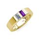4 - Carter 0.57 ctw Baguette Shape Lab Grown Diamond and Amethyst Two Stone Men Wedding Band (5 mm) 