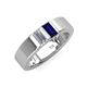 4 - Carter 0.60 ctw Baguette Shape Lab Grown Diamond and Blue Sapphire Two Stone Men Wedding Band (5 mm) 