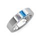 4 - Carter 0.60 ctw Baguette Shape Lab Grown Diamond and Blue Topaz Two Stone Men Wedding Band (5 mm) 