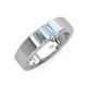 4 - Carter 0.57 ctw Baguette Shape Lab Grown Diamond and Aquamarine Two Stone Men Wedding Band (5 mm) 