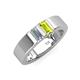 4 - Carter 0.60 ctw Baguette Shape Lab Grown Diamond and Peridot Two Stone Men Wedding Band (5 mm) 