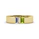 1 - Carter 0.60 ctw Baguette Shape Lab Grown Diamond and Peridot Two Stone Men Wedding Band (5 mm) 