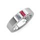 4 - Carter 0.60 ctw Baguette Shape Lab Grown Diamond and Pink Tourmaline Two Stone Men Wedding Band (5 mm) 