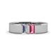 1 - Carter 0.60 ctw Baguette Shape Lab Grown Diamond and Pink Tourmaline Two Stone Men Wedding Band (5 mm) 