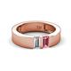 3 - Carter 0.60 ctw Baguette Shape Lab Grown Diamond and Pink Tourmaline Two Stone Men Wedding Band (5 mm) 