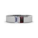 1 - Carter 0.60 ctw Baguette Shape Lab Grown Diamond and Red Garnet Two Stone Men Wedding Band (5 mm) 