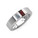 4 - Carter 0.60 ctw Baguette Shape Lab Grown Diamond and Red Garnet Two Stone Men Wedding Band (5 mm) 