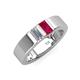 4 - Carter 0.60 ctw Baguette Shape Lab Grown Diamond and Ruby Two Stone Men Wedding Band (5 mm) 