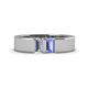 1 - Carter 0.60 ctw Baguette Shape Lab Grown Diamond and Tanzanite Two Stone Men Wedding Band (5 mm) 