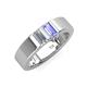 4 - Carter 0.60 ctw Baguette Shape Lab Grown Diamond and Tanzanite Two Stone Men Wedding Band (5 mm) 