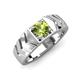 4 - Darius 1.10 ct Peridot V Pattern Solitaire Men Band (6 mm) 
