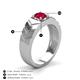3 - Darius 0.95 ct Ruby V Pattern Solitaire Men Band (6 mm) 