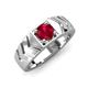 4 - Darius 0.95 ct Ruby V Pattern Solitaire Men Band (6 mm) 