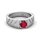 5 - Darius 0.95 ct Ruby V Pattern Solitaire Men Band (6 mm) 