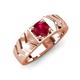 4 - Darius 0.95 ct Ruby V Pattern Solitaire Men Band (6 mm) 