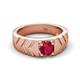 5 - Darius 0.95 ct Ruby V Pattern Solitaire Men Band (6 mm) 