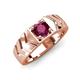 4 - Darius 1.00 ct Rhodolite Garnet V Pattern Solitaire Men Band (6 mm) 