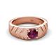 5 - Darius 1.00 ct Rhodolite Garnet V Pattern Solitaire Men Band (6 mm) 