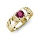 4 - Darius 1.00 ct Rhodolite Garnet V Pattern Solitaire Men Band (6 mm) 
