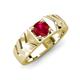 4 - Darius 0.95 ct Ruby V Pattern Solitaire Men Band (6 mm) 