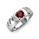 4 - Darius 1.05 ct Red Garnet V Pattern Solitaire Men Band (6 mm) 
